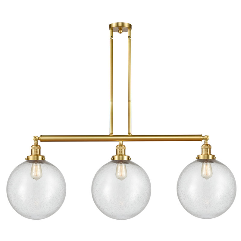 Luminaire suspendu pour îlot de cuisine 3 lumières, Grainé, DEL, Nickel satiné brossé