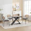 Chaise de salle à manger en cuir avec dossier en rotin Basilina (ensemble de 4)-94398049