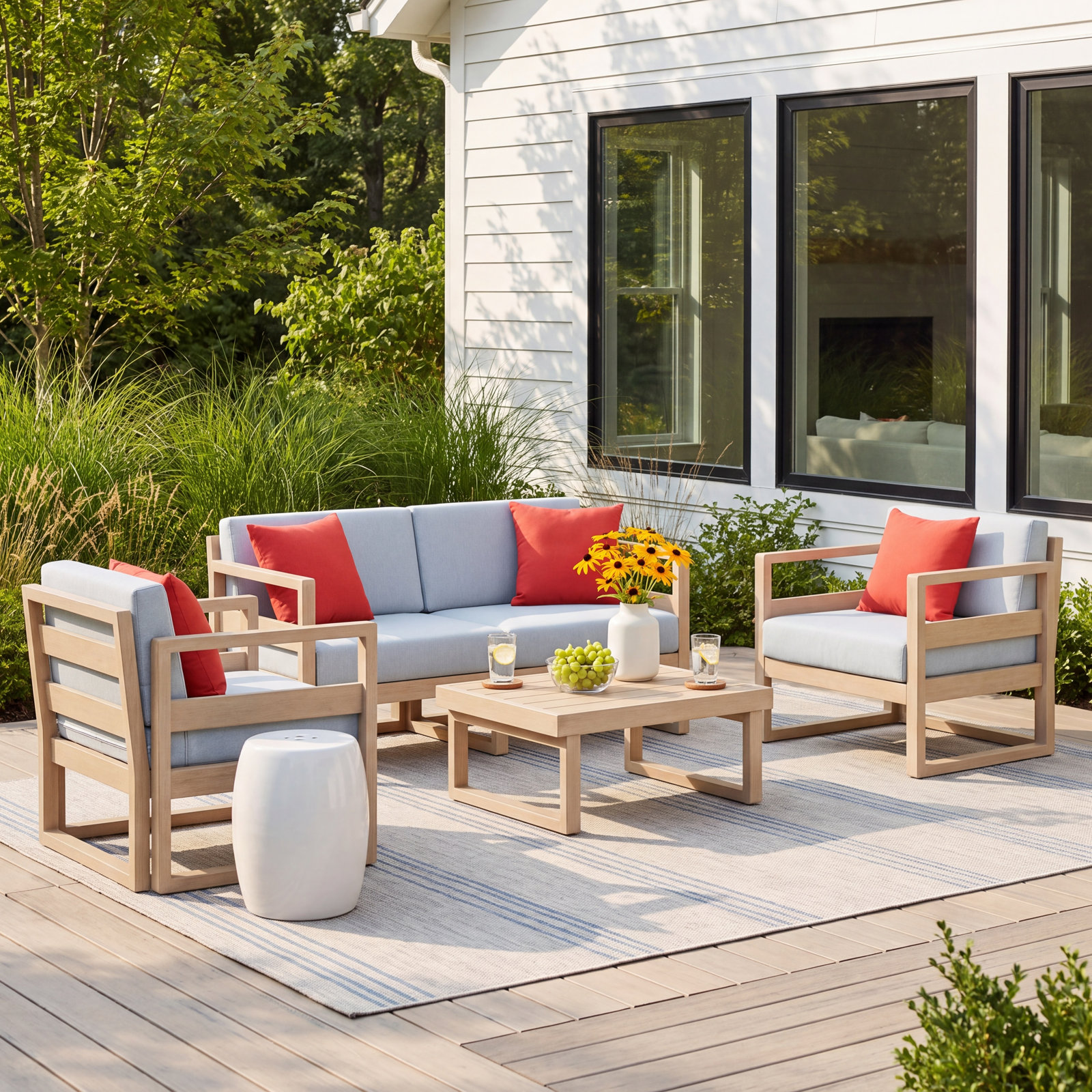 Lane 4-Person Patio Seating Group, Canvas Granite Sunbrella® Canvas, Taupe