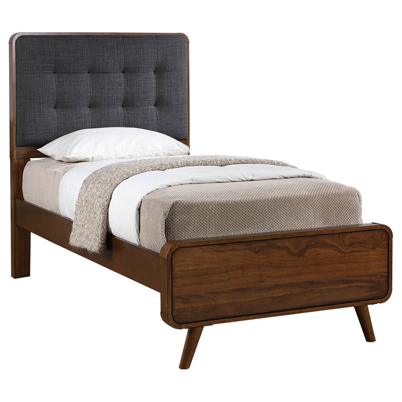 Lit plateforme Bilal, Noyer foncé / gris foncé, Twin