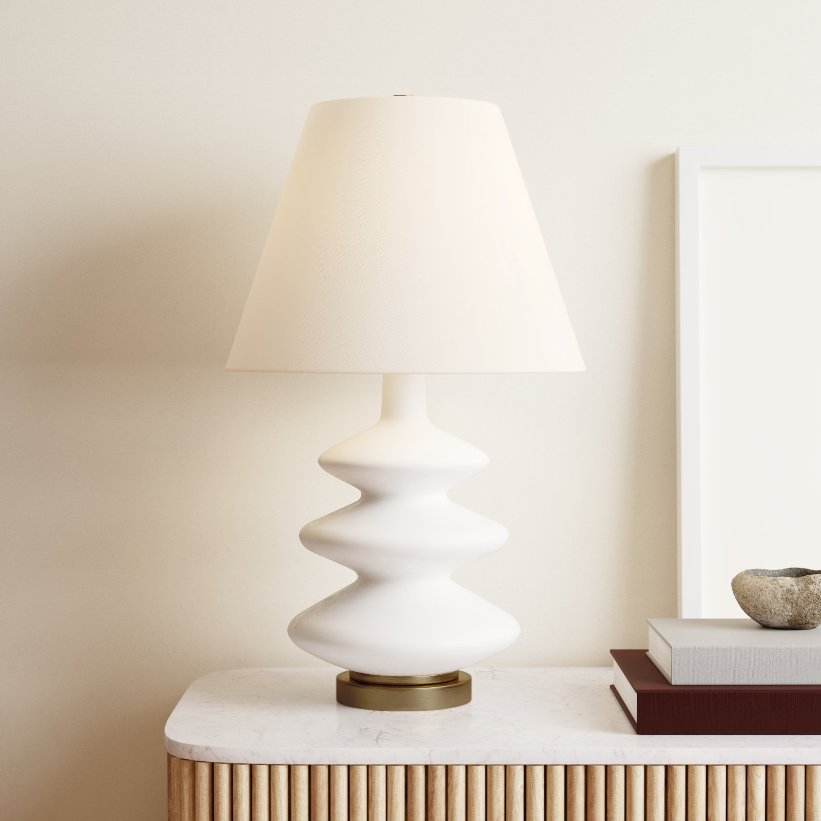 Danelea Glass Table Lamp, Pure White