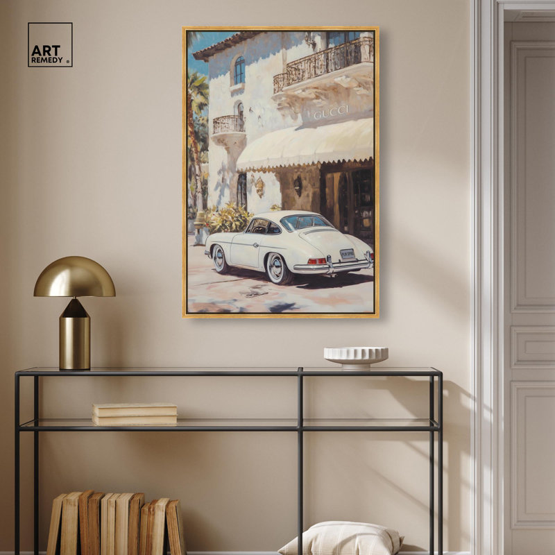 «Light Palm Hotel», reproduction d'art sur toile par Glam Art Remedy, H 16 po x l 11 po, Cadre doré