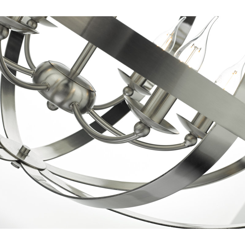 Smithsonian 6 - Light Sphere Pendant, Satin Chrome
