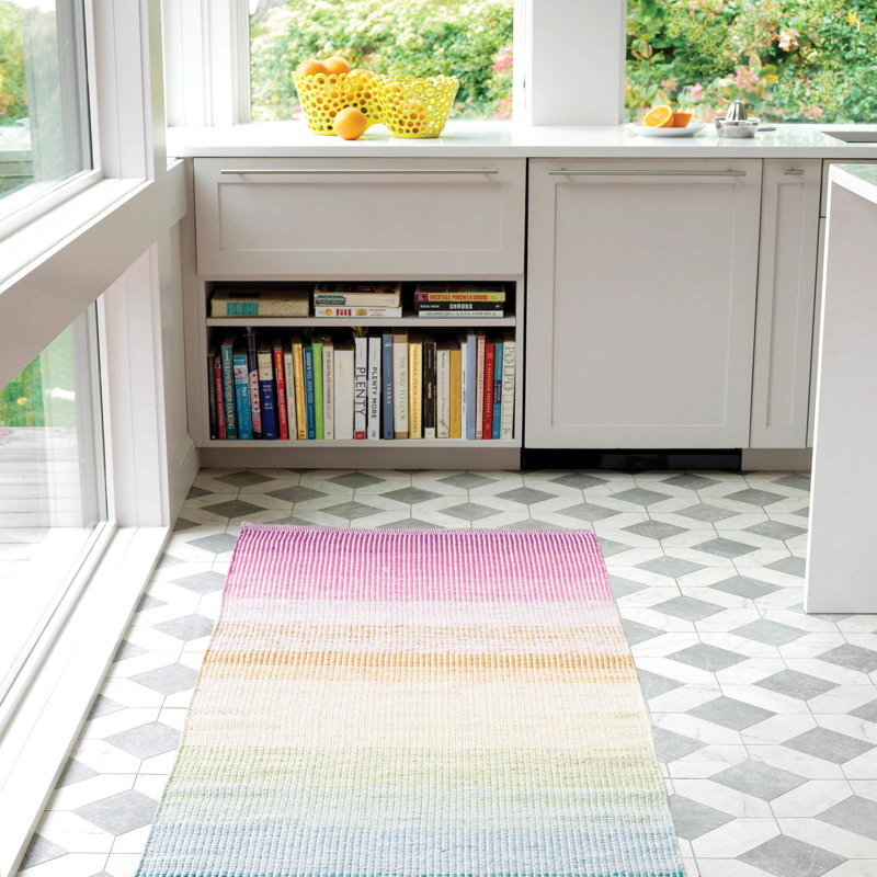Watercolor Horizon Handwoven Cotton Rug, Rectangle 5' x 8'