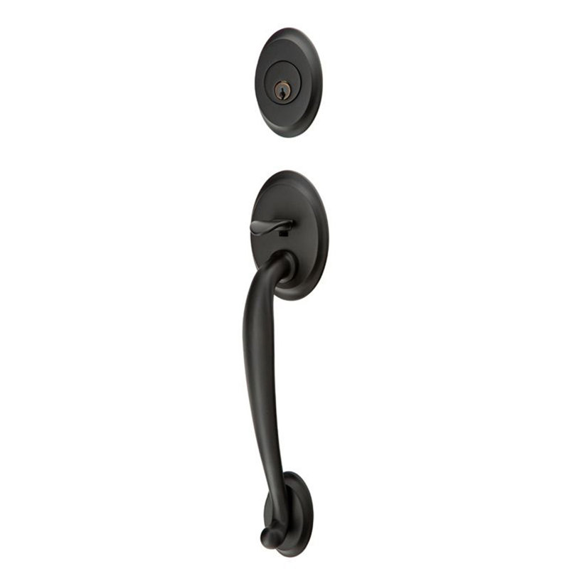 Emtek Saratoga Sectional Dummy Tubular Entryset, Flat Black, Luzern Lever, Left Handed