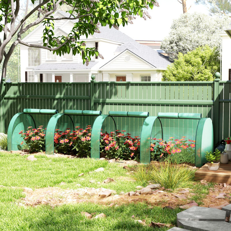 Mini 395*100*80 cm Steel 1 Piece Mini Greenhouse Green with Roll-up Door
