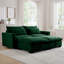 Canapé Corduroy à deux places avec 2 repose-pieds de rangement, canapé modulaire à 2 places, sièges confortables, canapé vert-1504773559