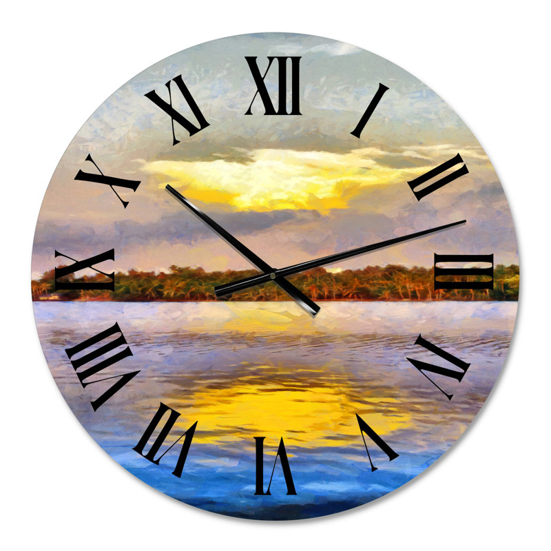 Golden Reflection of Sunshine on Lake - Horloge murale traditionnelle, Petit