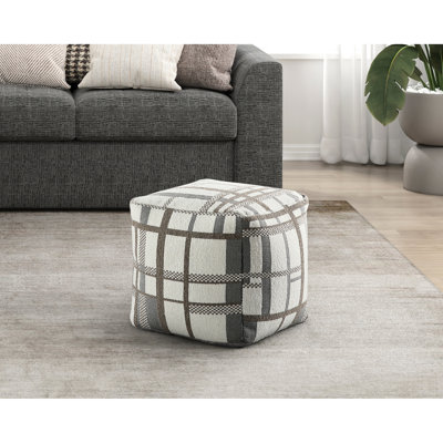 Pouf carré moderne avec revêtement - fond antidérapant, H 16 po, limite de poids de 300 lb, plancher en tissu multicolore, 100%, 16 po x 16 po x 16 po, support
