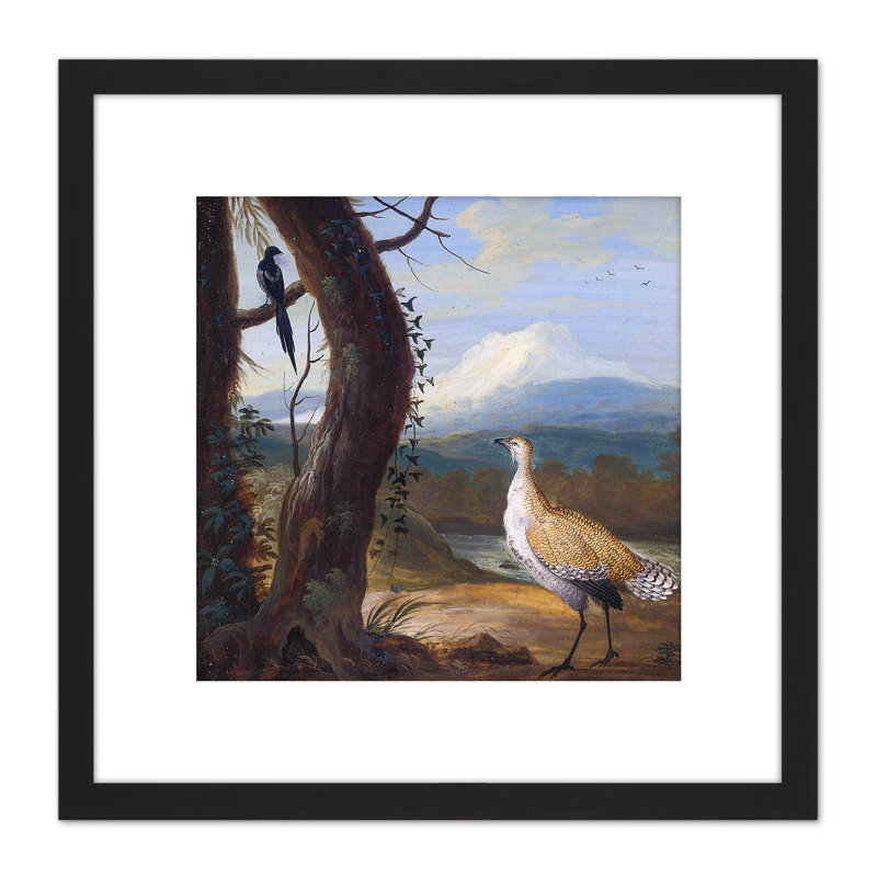 Bustard Magpie Exotic Landscape by Christoph Ludwig Agricola - Single Picture Frame Painting