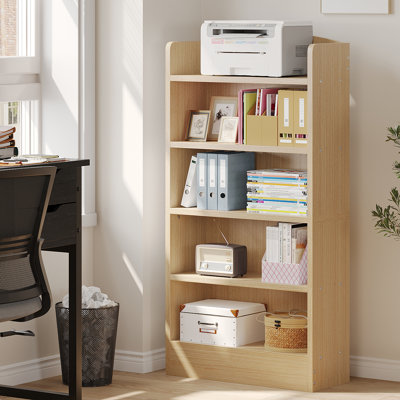 5-Shelf Multi-Functional Modern Wood Bookcase,