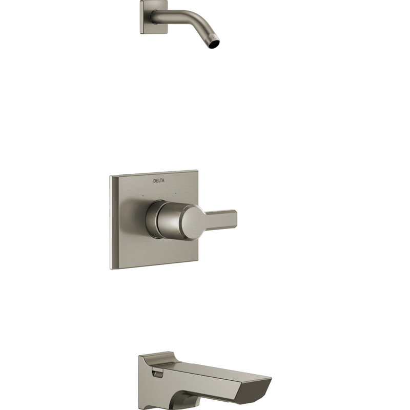 Garniture de robinet de baignoire et de douche pivotante sans tête avec valve brute et moniteur, Acier inoxydable
