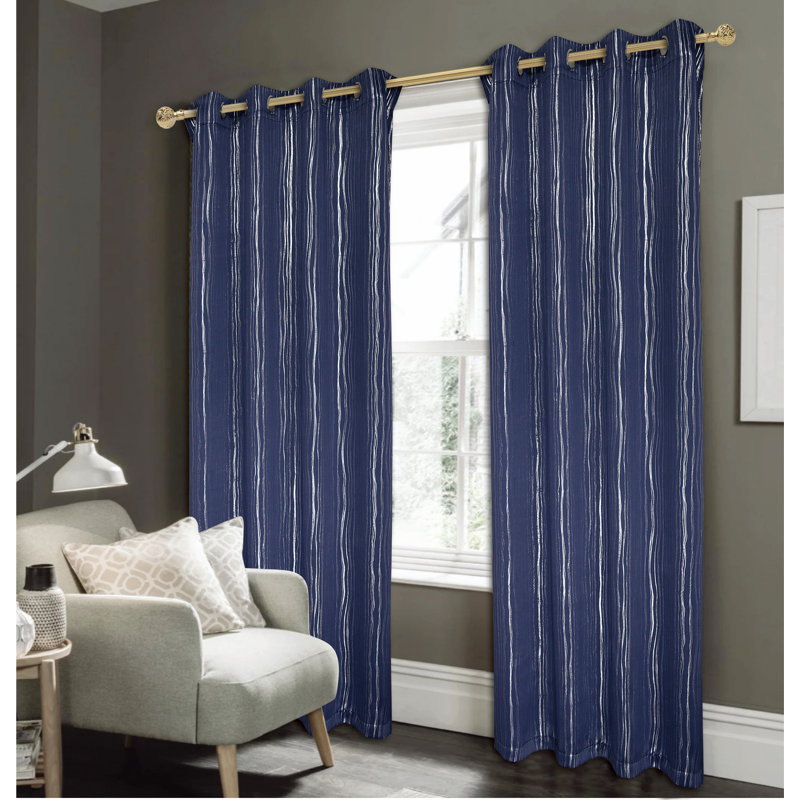Rideau simple occultant et isolant avec œillets Mendes, Bleu marine, L 54 po x L 90 po