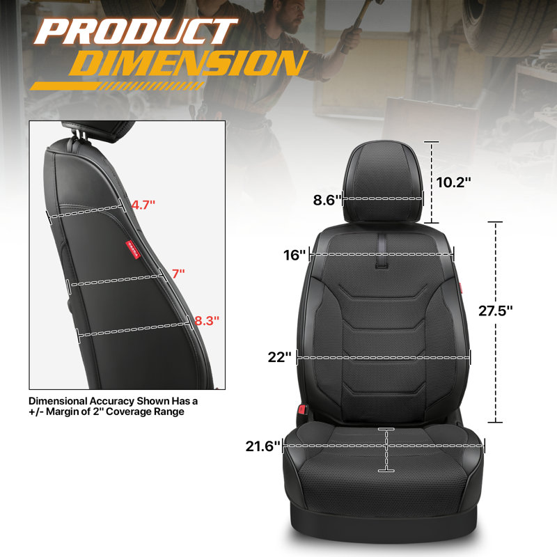 Le siège avant recouvre le polyester imperméable universel pour la compatibilité des sacs gonflables, Noir