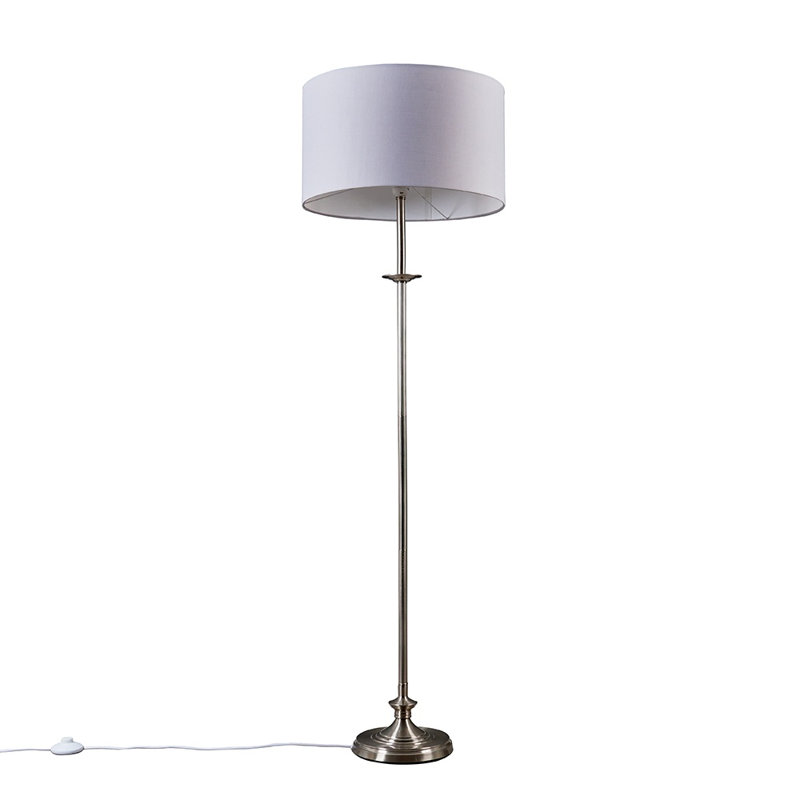 Roupen 144cm Traditional Floor Lamp, Grey, Antique Brass