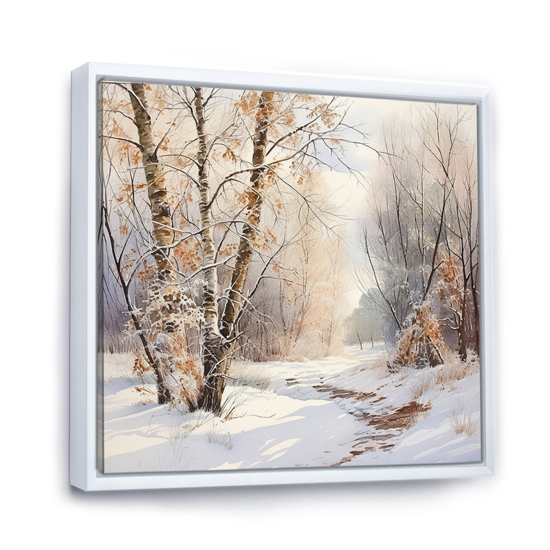 «Trees Charm In Winter - Tree», art mural sur toile, Cadre flottant blanc, H 24 po x l 24 po x P 1 po