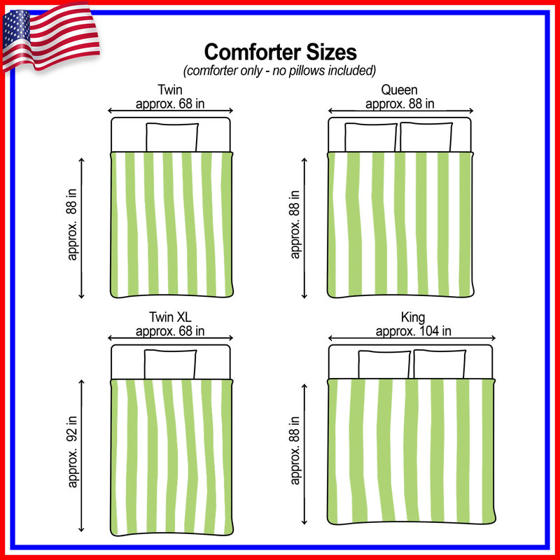 Green White Stripes Comforter, Twin