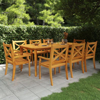 Winthrop 8 - Person Acacia Rectangular Solid Wood Patio Dining Set