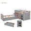 Lit mezzanine simple en L et lit plateforme simple avec 7 tiroirs et garde-corps complets en L (gris)