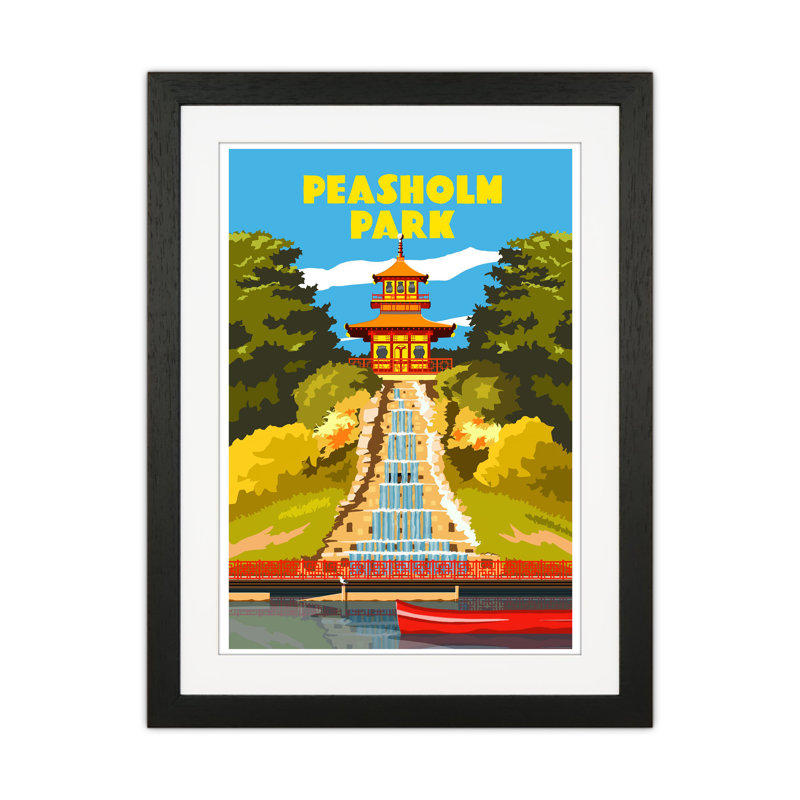 Peasholm Park by Richard O'Neill - Print, Black Framed, 53.5cm H x 43.5cm W x 3cm D