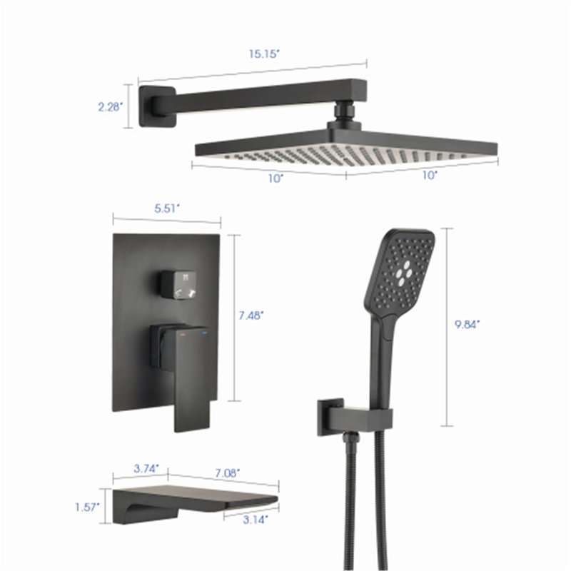 Système de douche complet, Noir mat