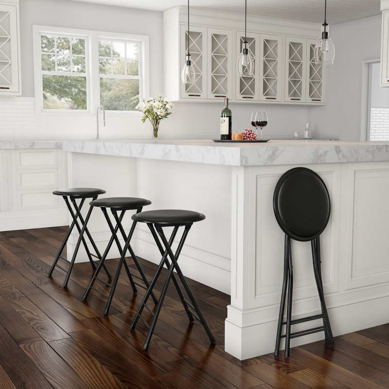 Tabouret pliant sans dossier 24 po Lavish Home avec capacité de 225 lb (ensemble de 4, noir), Noir, 4