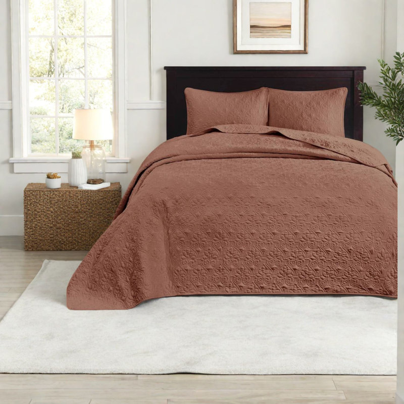 Ensemble de literie réversible, surdimensionné en polyester grand, design moderne rouge argile pour la maison