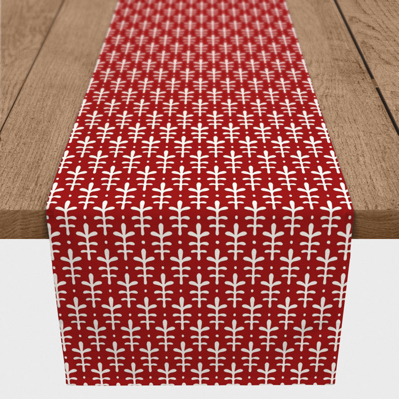 Chelene Rectangle Striped Polyester Table Runner, 16" D x 72" L, Red, Stripted