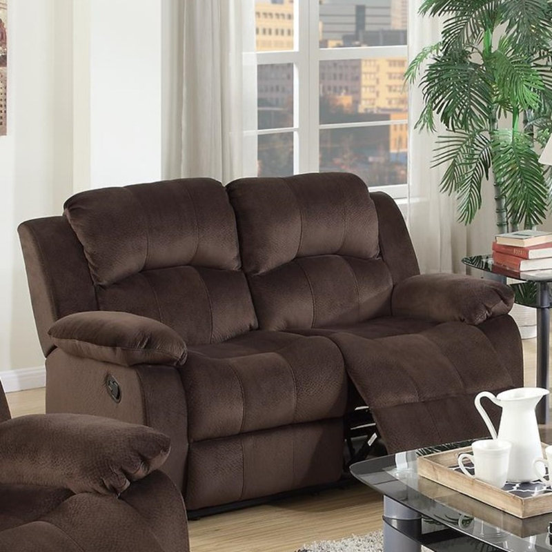 Kaci-Elle 61'' Upholstered Reclining Loveseat, Brown