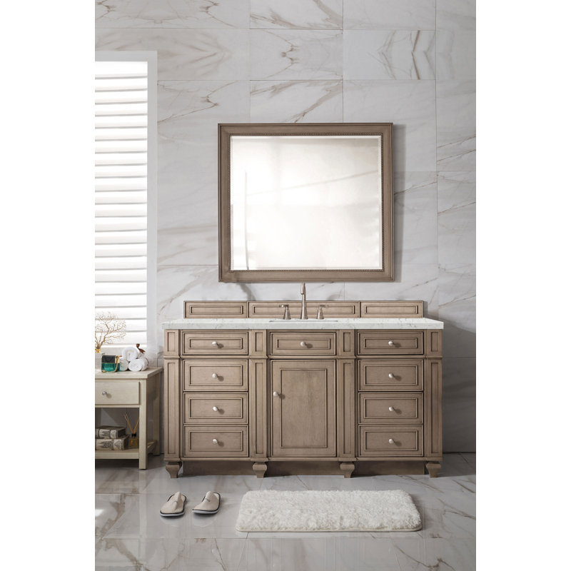 Bristol 60'' W Single Vanity, Eternal Jasmine Pearl, Whitewashed Walnut