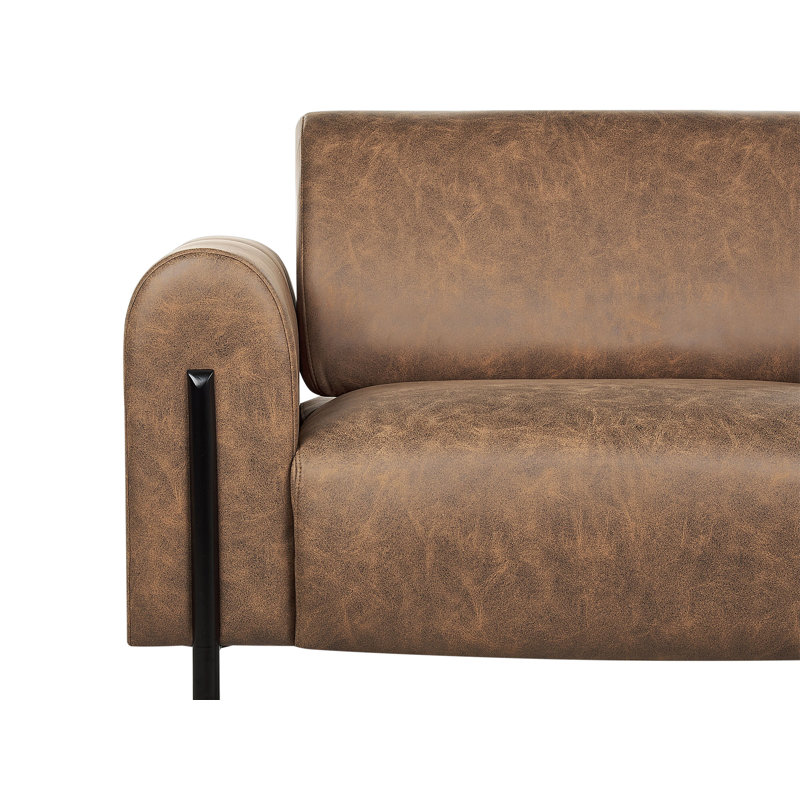 Damarc 3 Seater Faux Leather Reclining Sofa, Brown