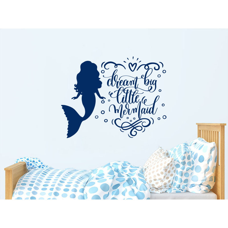 Autocollant mural Dream Big Little Mermaid, Bleu foncé