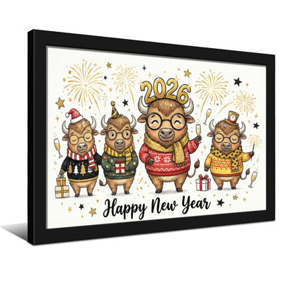 Animals Four Bulls In Sweaters Celebrate New Year