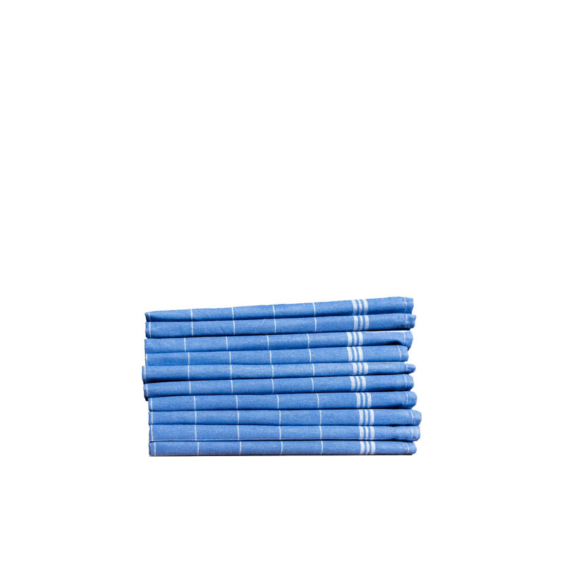 Premium Kitchen Towel Set (10 Pieces), 100% Cotton, 19.7 x 27.6 inches | 210 GSM, Machine Washable, Blue & White | Soft, Absorbent, Durable for Everyday Use