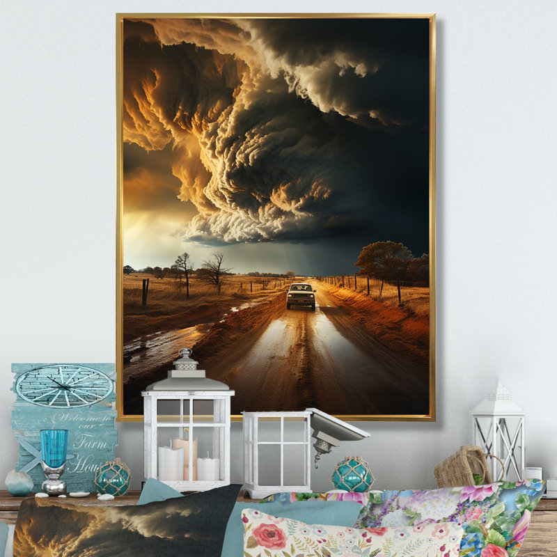 Tempête Baidland Rage Vortex I, Cadre flottant doré, H 32 po x l 16 po x P 1 po