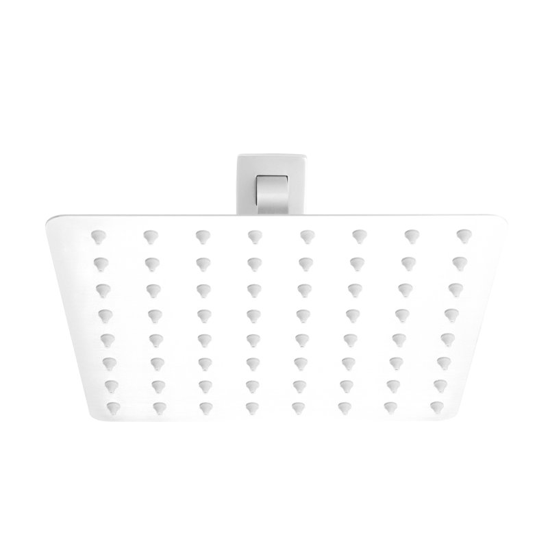 Pomme de douche en acier inoxydable 304 - Haute pluie avec buses autonettoyantes, 8 x 8, blanche, 8 po x 8 po