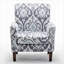 Fauteuil à motifs en mélange de polyester, structure en bois de bouleau massif avec pieds fuselés bruns, chaise d'appoint rembourrée de mousse avec garniture pour le bureau du salon