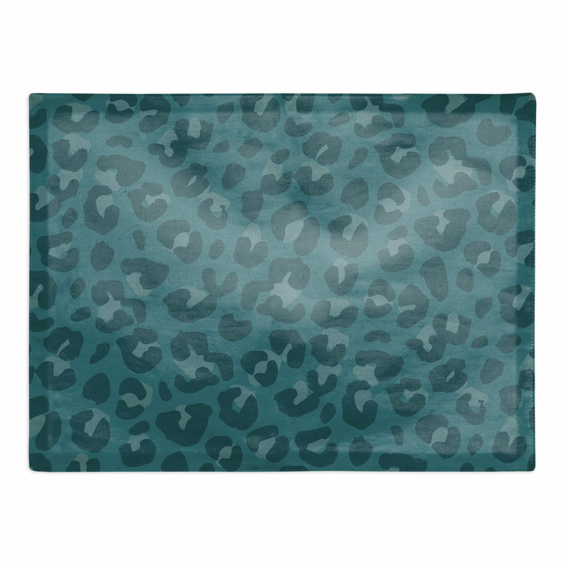 Napperon en coton 14 po Leopard, Bleu sarcelle