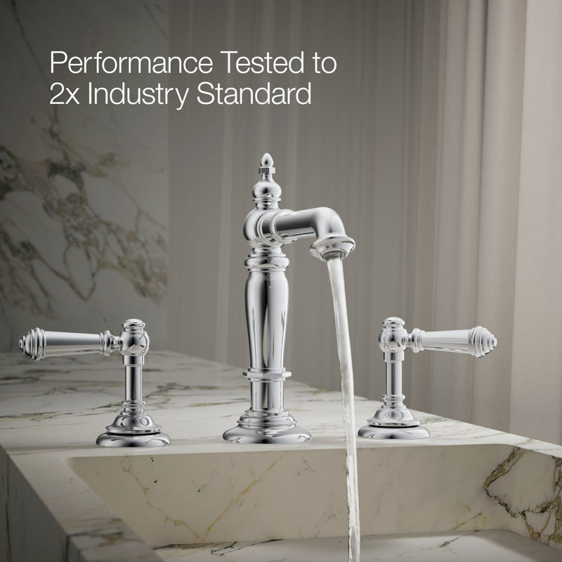 Artifacts® Widespread Bathroom Faucet with Drain Assembly, Polished Chrome