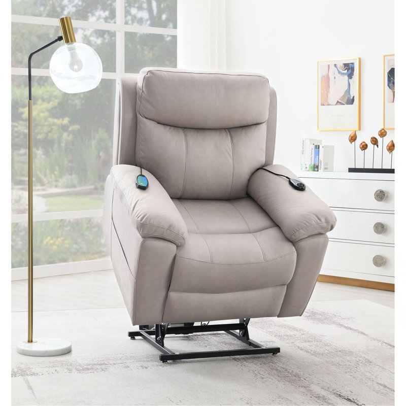 Fauteuil inclinable électrique en microfibre Chriki, Gris clair