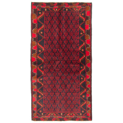Tapis rouge Teimani 3 pi 3 po x 6 pi 3 po