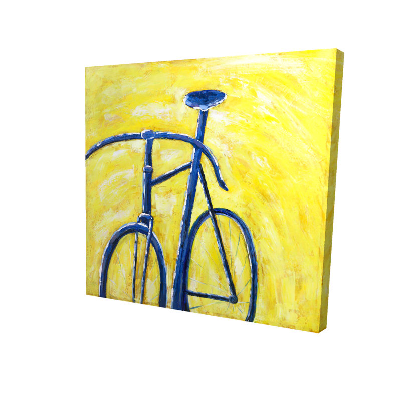 Blue Bike on Yellow Background | Bedroom Transportation Canvas