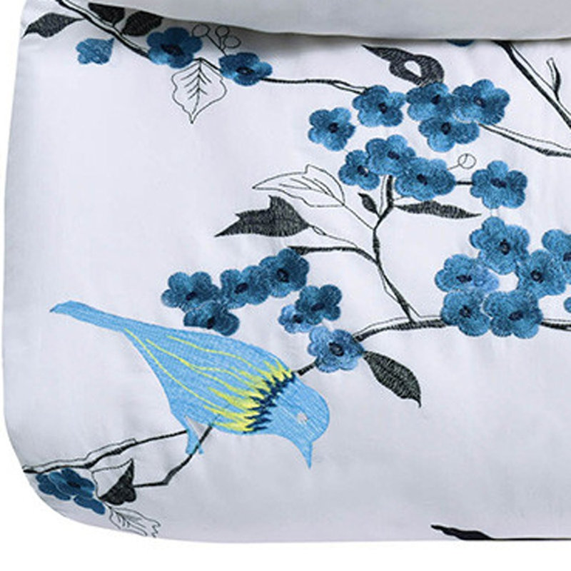 Ensemble de housse de couette lavable 100% coton 200 fils Blue Queen, Housse de couette grand et 2 taies d'oreiller stan