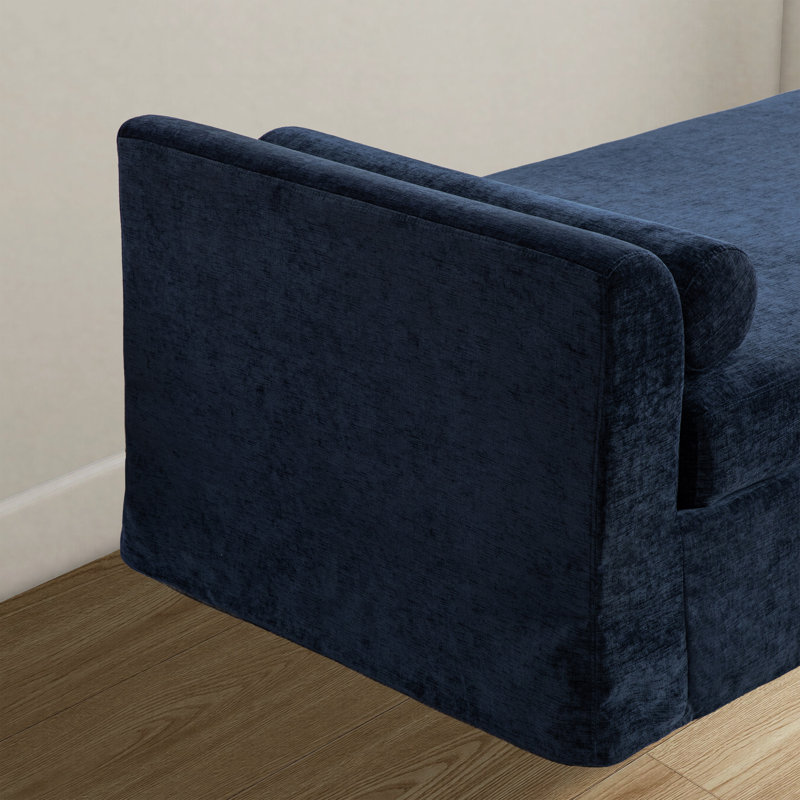 Banc rembourré avec deux coussins Modern Chenille, Marine