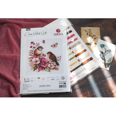 Trousse de broderie au point de croix compté « Les oiseaux - Printemps » de Luca-S B2420l