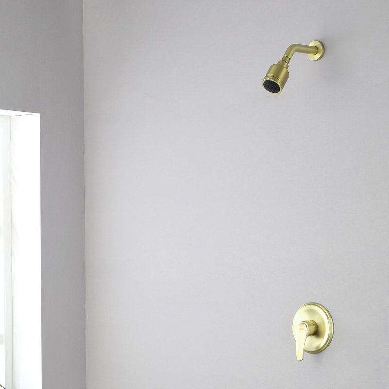 Ensemble de garniture de robinet de douche noir mat avec valve brute, Or brossé