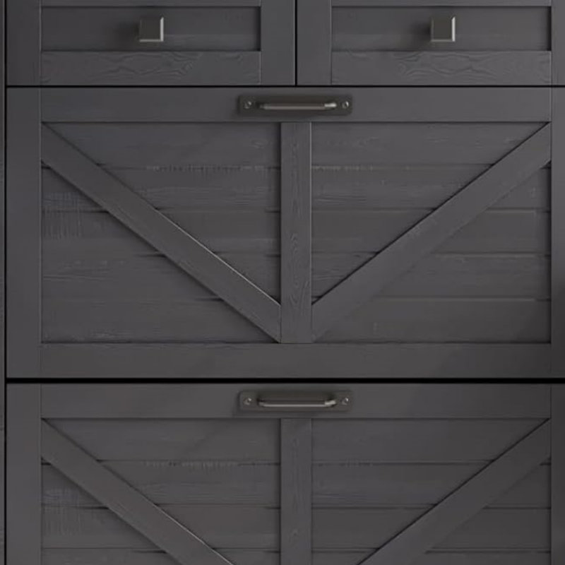 Farmhouse Shoe Cabinet With Two Flip Drawers And Two Regular Drawers Slim Freestanding Narrow Rack For Front Entryway, Black