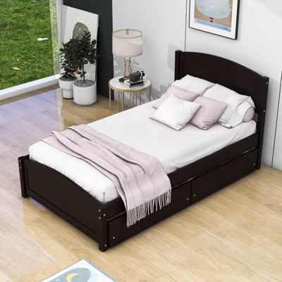 Divyansh Twin Size 2 Drawers Platform Bed with Headboard