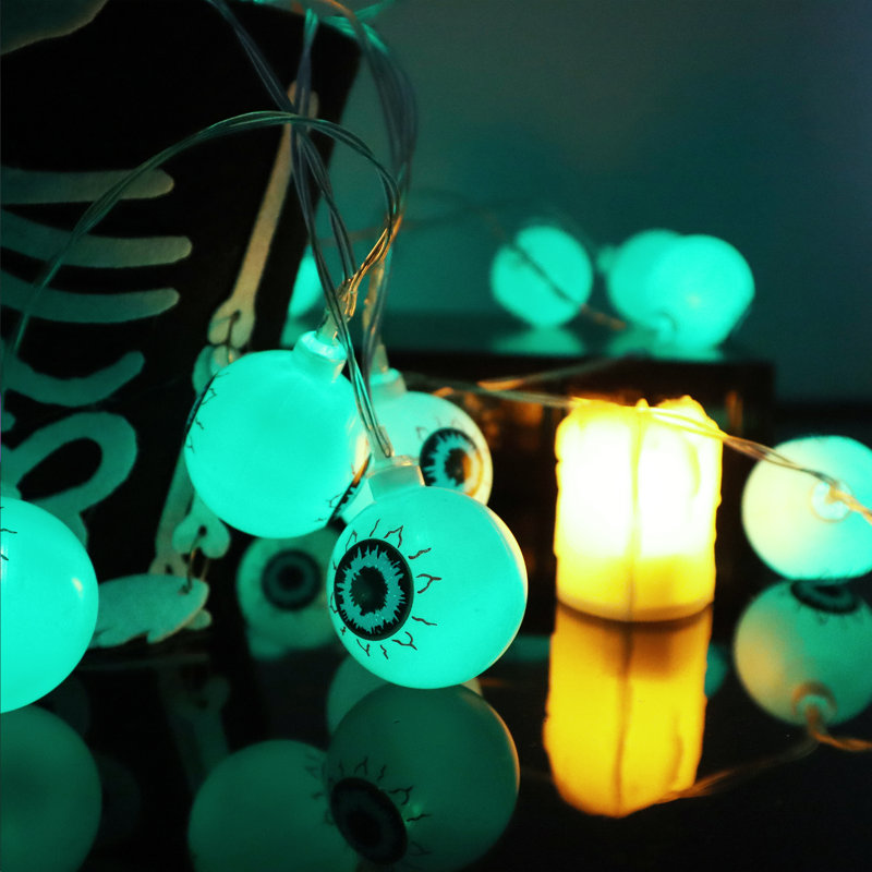 Guirlande de 30 lumières Sppoky Eyeball, Vert