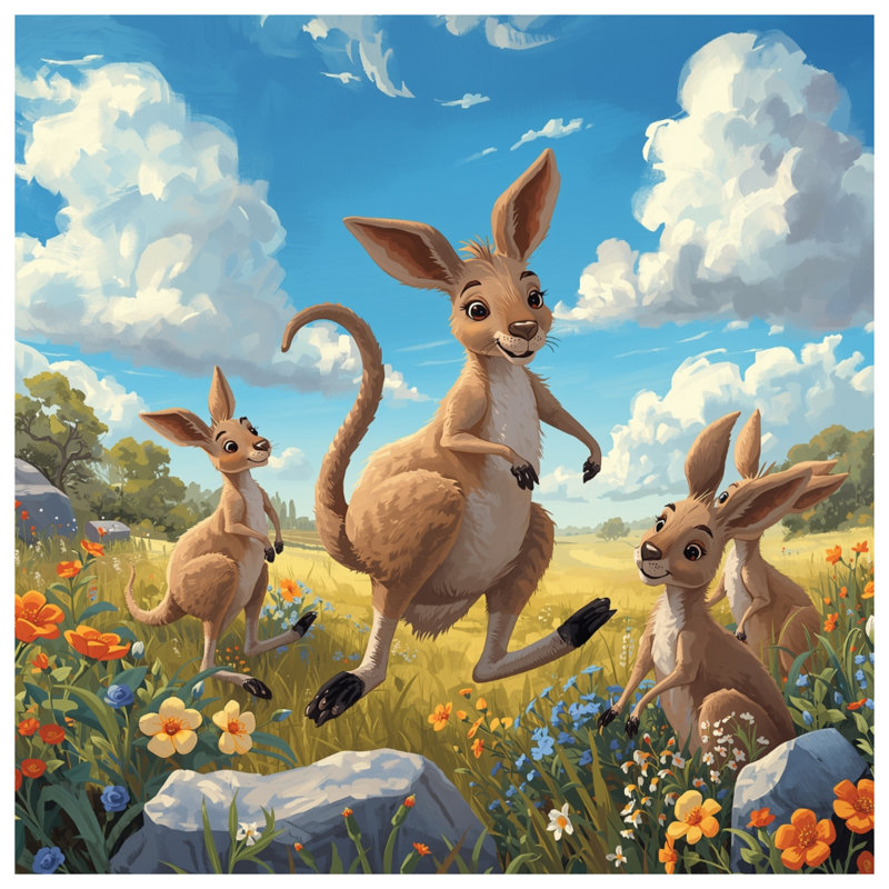 Couvre-lit matelassé Kangaroos In Wildflowers, Double